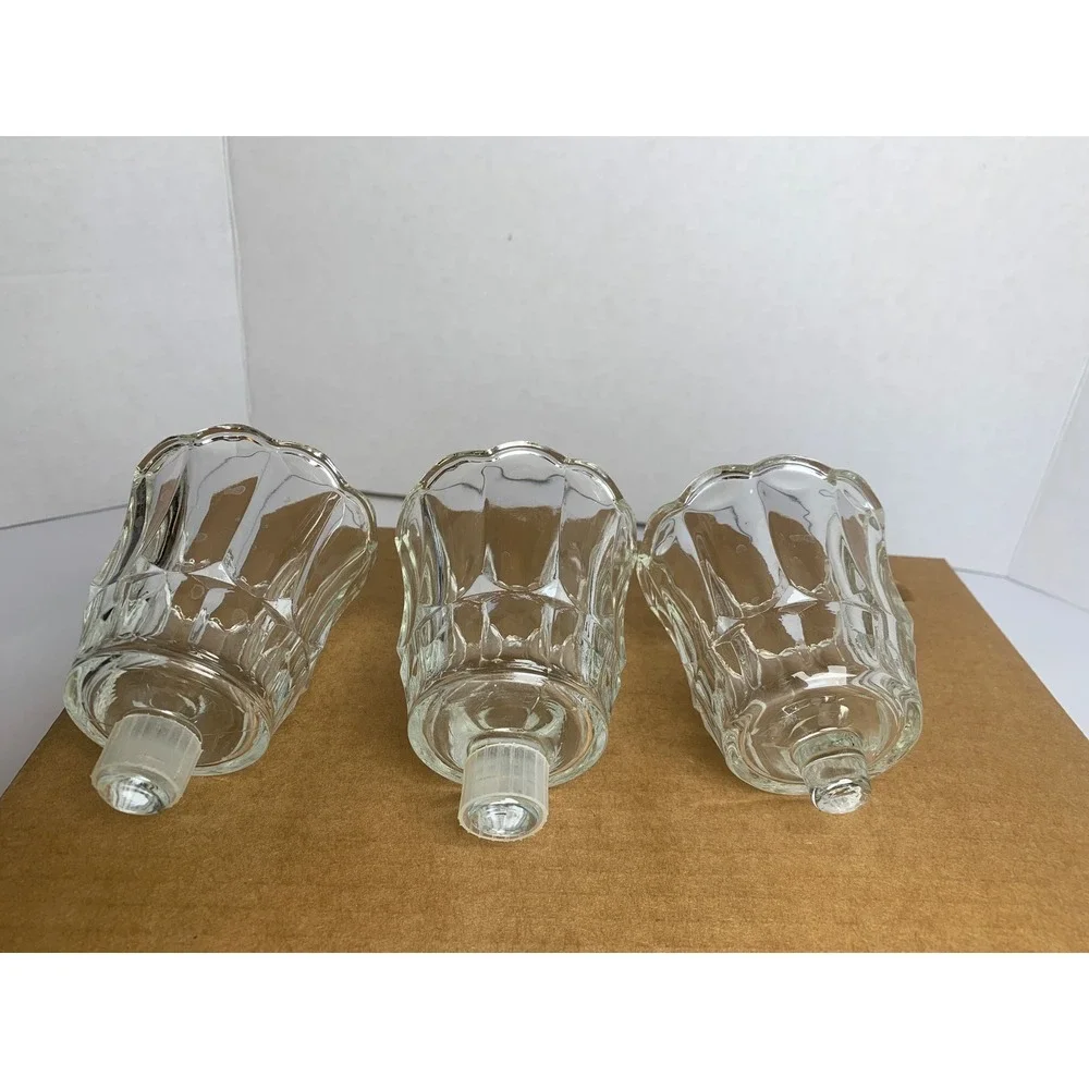 Vintage Clear Glass Scalloped Tulip Peg Votive Candle Holder‎ Set of 3